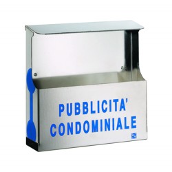 Porta pubblicita c/tetto piccolo inox tela di lino