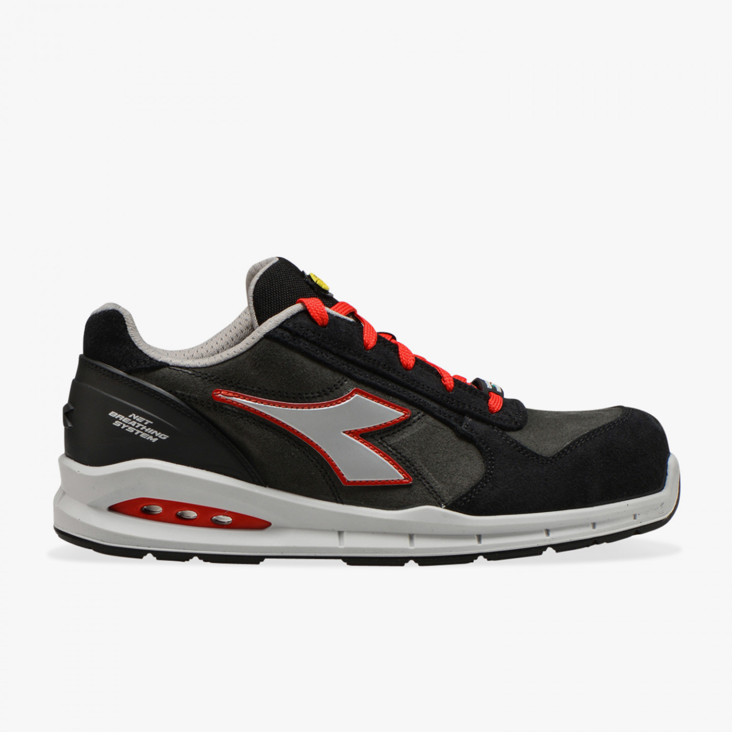 Scarpe antinfortunistiche diadora utility run net airbox nr. 42 grigio asfalto argento e rosso s3 src BricoCasa Deodato