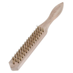 Set da tre spazzole in metallo con manico in legno