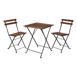 Set da giardino bistrot tavolo con due sedie legno e...
